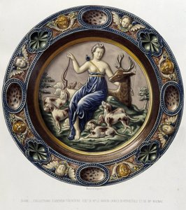 Diane (Artemis) chasseresse - Plat céramique, C. Delangen ja C. Bornemanin teoksessa "Bernard Palissyn teos", Pariisi