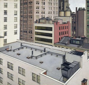 Roofs of New York, n. 1930 (öljy kankaalle) tekijältä Bernard Boutet de Monvel