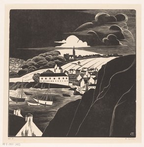 Satama laskuveden aikaan (alkuperäinen nimi esineessä) tekijältä Bernard Essers (signed by artist)