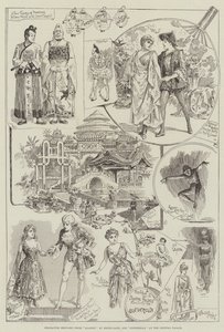 Aladdinin hahmoluonnoksia Drury-Lanella ja Cinderellasta Crystal Palacessa
