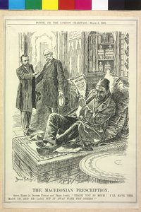 Itävallan keisari ja Nikolaus II Franz Joosef I:n karikatyyri tekijältä Bernard Partridge
