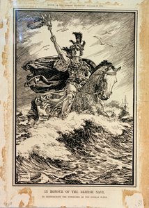 Britannian laivaston kunniaksi. Saksan laivaston antautumisen kunniaksi. Punch-lehden etukansi, 27. marraskuuta 1918. tekijältä Bernard Partridge