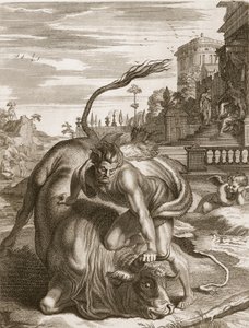 Härän muotoinen Achelous voitti Hercules, 1731 tekijältä Bernard Picart