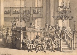 Juutalainen uusivuosi Amsterdamin portugalilaisessa synagogassa tekijältä Bernard Picart