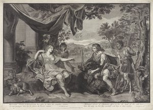 Meleager antaa kaledonian villisian pään Atalantalle History of Meleager (sarjan nimi) tekijältä Bernard Picart