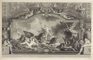 Neptunus rauhoittaa aallot Quos Ego (otsikko esineessä)
