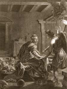 Penelope hänen kangaspuussaan, 1731 tekijältä Bernard Picart