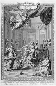 Kuninkaallisen tiedeakatemian akateemioiden ylistys... 1728 tekijältä Bernard Picart