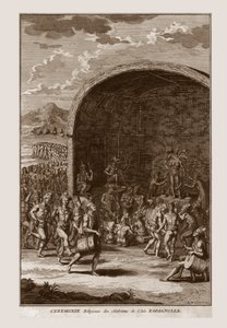 Hispaniolan saaren asukkaiden uskonnollinen seremonia, n. 1721. tekijältä Bernard Picart
