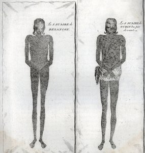 Esitys Besanconin käärinliinasta ja Torinon käärinliinasta Kaiverrus Bernard Picartin (1723-1743) "Kuvaus uskonnollisista seremonioista ja tavoista" (1723-1743) 1819 Yksityinen kokoelma tekijältä Bernard Picart