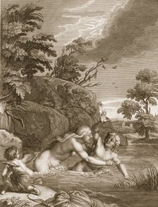 Salmacis ja Hemaphroditus yhdistyneet yhdeksi ruumiiksi, 1731 tekijältä Bernard Picart
