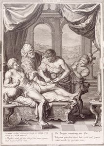 Telephus, jonka paransi saman keihään ruoste, joka haavoitti häntä, 1731
