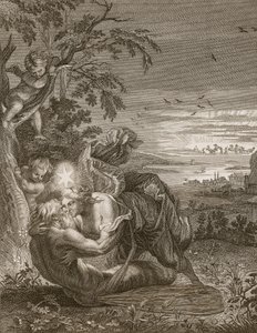 Tithonus, Auroran aviomies, muuttui heinäsirkkaksi, 1731 tekijältä Bernard Picart