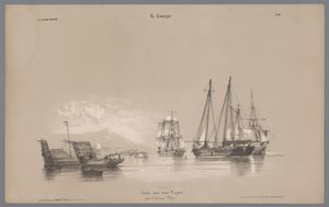 Purjelaivoja satamassa Maaseutuelämän kuvaukset (sarjan nimi) La kampanja. Etudes varieés aux deux Crayons (sarjan nimi esineellä) tekijältä Bernard Romain Julien