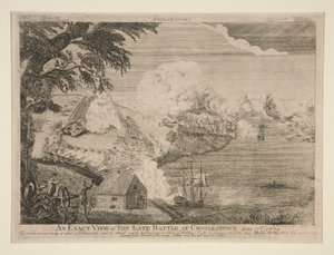 Tarkka näkymä myöhäisestä taistelusta Charlestownissa (Bunker Hill) tekijältä Bernard Romans