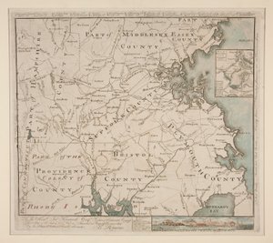 Bostonin ja ympäristön kartta, n. 1775 tekijältä Bernard Romans