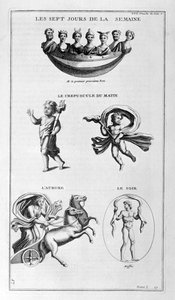Seitsemän päivää viikossa. Hämärä, aamu, aamunkoitto, ilta, 1757