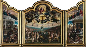 O Juízo Final e as Sete Obras de Misericórdia (óleo sobre painel) finlandês tekijältä Bernard van Orley