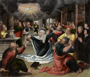Helluntai, noin 1530 (öljy paneelille) tekijältä Bernard van Orley