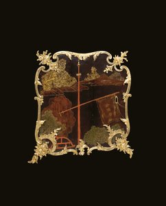 Louis XV lipasto, n. 1740 (ormolu-kiinnitetty kiinalainen musta, monivärinen ja kullattu lakka, serpentiini, marmori ja vernis)
