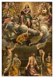 Apse, Bernardino Gattin alttaritaulu nimeltä Il Sojaro, Giovanni Battista Trottin täydentämä IL Malosso, Neitsyt taivaaseenas