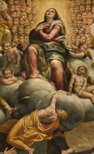 Apse, Bernardino Gattin alttaritaulu nimeltä Il Sojaro, Giovanni Battista Trottin täydentämä IL Malosso, Neitsyt taivaaseenas