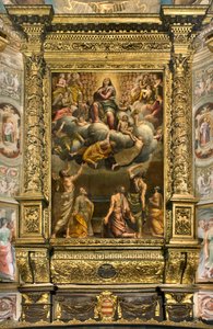 Apse, Bernardino Gattin alttaritaulu nimeltä Il Sojaro, Giovanni Battista Trottin täydentämä IL Malosso, Neitsyt taivaaseenas