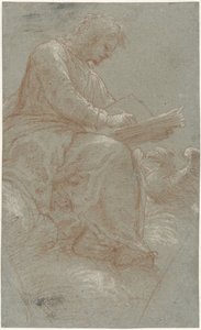 Pyhä Johannes kirjoittaa pilviin tekijältä Bernardino Lanino (possibly)