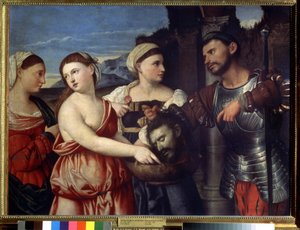 ""Salome"" Salome pitelee Pyhän Johannes Kastajan päätä. Bernardino Licinion (1489-1565) maalaus. 1500-luvun Pushkin-museo, Moskova