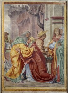 Pyhän Annan ja Pyhän Joakimin tapaaminen kultaisella ovella tekijältä Bernardino Luini
