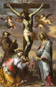Risti, jossa Neitsyt ja pyhimykset Franciscus ja Agatha.