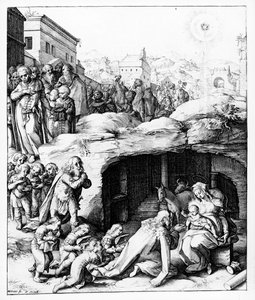 The Adoration of the Magi, kaiverrus Hendrik Goltzius, n. 1585 tekijältä Bernardino Passeri