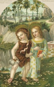 Jeesus Kristus ja Johannes Kastaja (kromoliittinen kuva) tekijältä Bernardino di Betto (after) Pinturicchio