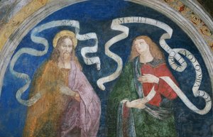 Apostoli Andreas ja profeetta Jesaja - Andreas apostoli ja profeetta Jesaja, kirjoittanut Pinturicchio, Bernardino, Workshop of (1454-1513). Tuore