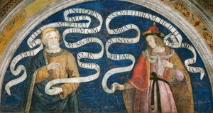 Apostoli Pietari ja profeetta Jeremia - Apostoli Pietari ja profeetta Jeremia, kirjoittanut Pinturicchio, Bernardino, Workshop of (1454-1513). Tuore