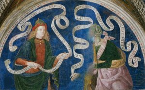 Le profeetta Aggee et la sibylle de Cumes - Profeetta Haggai ja Cumaean Sibyl, kirjoittanut Pinturicchio, Bernardino, Workshop of (1454-1513). Fresko