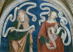 Le profhete Baruch et la sibylle samienne - Profeetta Baruch ja saamelainen sibylla, kirjoittanut Pinturicchio, Bernardino, Workshop of (1454-1513). Fresko