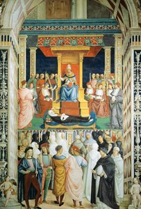 Pius II julisti pyhäksi Katariina Sienalaiseksi vuonna 1461 tekijältä Bernardino di Betto Pinturicchio