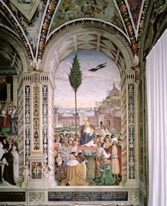 Paavi Pius II (1405-1464) Anconassa siunaa laivastoa, joka on lähdössä Pyhään maahan 15. elokuuta 1464 tekijältä Bernardino di Betto Pinturicchio