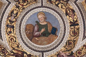 Pyhä Markus, yksityiskohta neljästä evankelistasta (fresko tekijältä Bernardino di Betto Pinturicchio