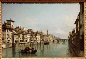 Arno Firenzessä Ponte Santa Trinitàn kanssa tekijältä Bernardo Bellotto
