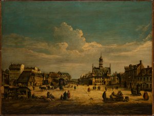 Dresdenin Neustadt ja näkymä pohjoiseen tekijältä Bernardo Bellotto