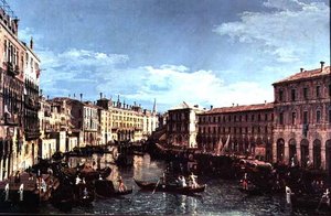 Grand Canal, Venetsia, näkymä etelään Rialton sillalle tekijältä Bernardo Bellotto