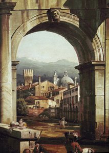 Roman Caprice ovella ja seinillä, yksityiskohta (öljy kankaalle tekijältä Bernardo Bellotto
