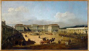 Schönbrunnin palatsi sisäänkäyntipihalta nähtynä (maalaus) tekijältä Bernardo Bellotto