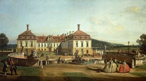 Schlosshofin keisarillinen linna puutarhan puolelta tekijältä Bernardo Bellotto
