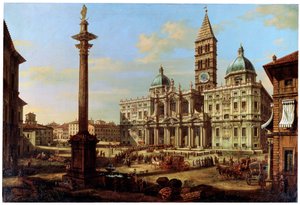 Piazza ja Santa Maria Maggioren kirkko Roomassa, 1739 tekijältä Bernardo Bellotto
