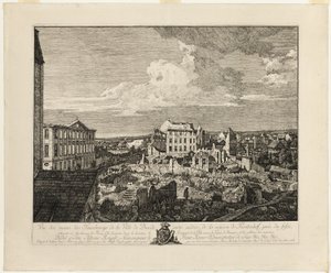 Pirnaischerin esikaupunkien rauniot ja Palais Fürstenhof tekijältä Bernardo Bellotto