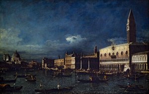 Kaksi venetsialaista näkymää, Grand Canal ja Molo länteen (kankaalle) (kankaalle) tekijältä Bernardo Bellotto