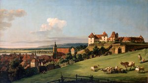 Näkymä Pirnaan Sonnensteinin linnasta, 1750-luku. tekijältä Bernardo Bellotto